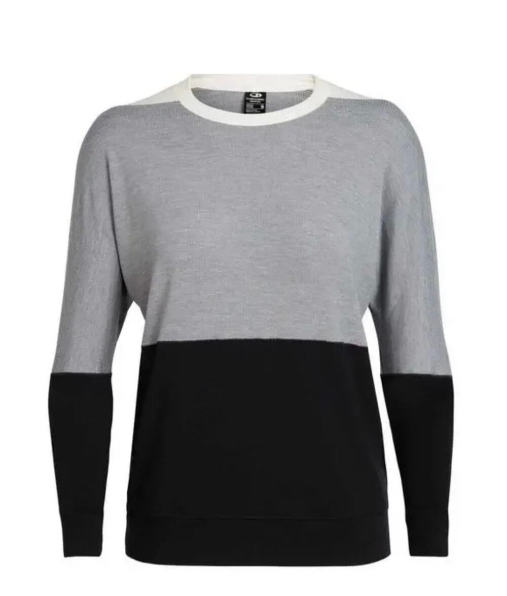 ICEBREAKER MERINO Wool Blend Colorblock Black Gray White Sweatshirt Medium